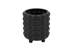 6 Inch & 8 Inch Matte Black Bubble Planters Set Of 2 -Estally Home Decor Store 282074 black ceramic planter detail 45