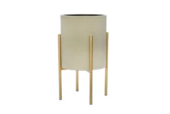 Gray/Gold Set Of Two Planter On Metal Stand -Estally Home Decor Store 282123 metal detail 45 1