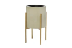 Gray/Gold Set Of Two Planter On Metal Stand -Estally Home Decor Store 282123 metal detail 46