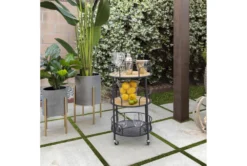 Gray/Gold Set Of Two Planter On Metal Stand -Estally Home Decor Store 282123 metal room 85