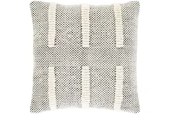 20X20 Black White Woven Tufted Stripe Throw Pillow
