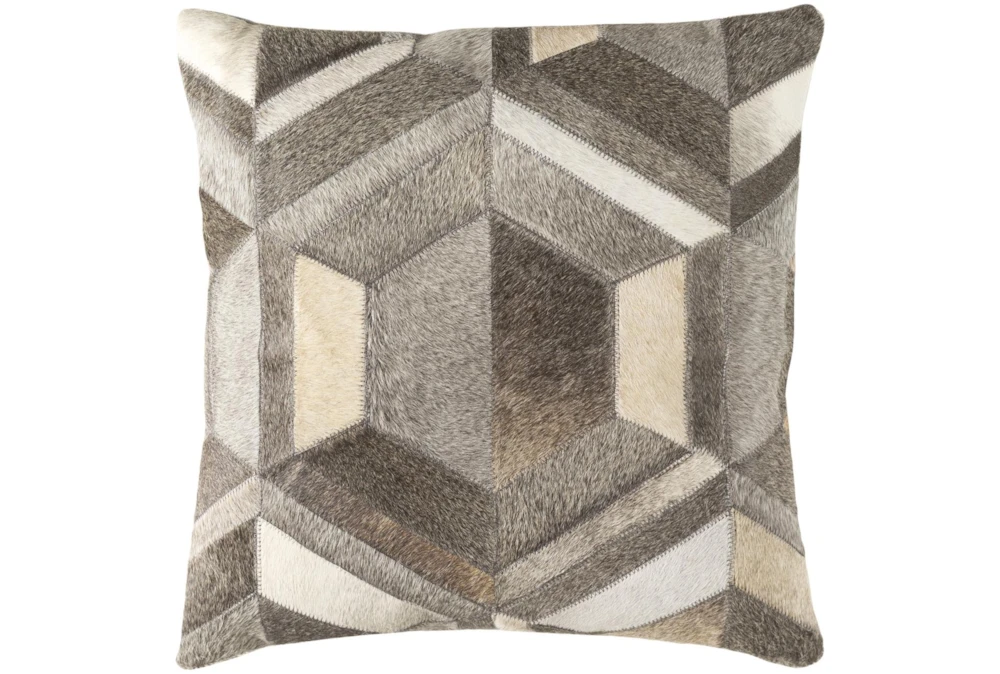 18X18 Brown Ivory + Gray Diamond Hide Geometric Throw Pillow 3 18X18 Brown Ivory + Gray Diamond Hide Geometric Throw Pillow