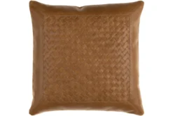 18X18 Chestnut Woven Leather Throw Pillow