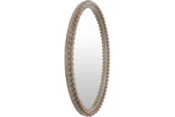 32X22 Natural Wood Beaded Frame Oval Wall Mirror -Estally Home Decor Store 286220 detail 46