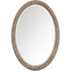 32X22 Natural Wood Beaded Frame Oval Wall Mirror