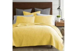 Twin Quilt-3 Piece Set Cross Stitch Yellow