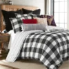 Twin Duvet-2 Piece Set Reversible Farmhouse Buffalo Plaid To Stripe Black