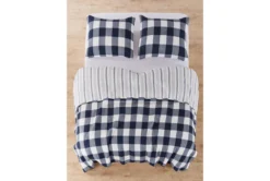 Full/Queen Quilt-3 Piece Set Reversible Farmhouse Buffalo Plaid To Stripe Navy -Estally Home Decor Store 286303 detail 45