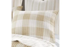 Full/Queen Quilt-3 Piece Set Reversible Farmhouse Buffalo Plaid To Stripe Taupe -Estally Home Decor Store 286307 detail 46