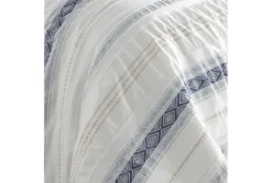 King Duvet-3 Piece Set Tribal Woven Stripe & Ruching White/Blue -Estally Home Decor Store 286312 detail 46
