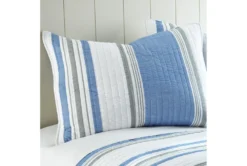 Twin Quilt-2 Piece Set Reversible Blue, Grey, And White Stripes -Estally Home Decor Store 286349 detail 45