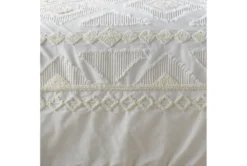 Queen Duvet-3 Piece Set Tribal Jacquard In Tufted Chenille And Frayed Cotton White -Estally Home Decor Store 286354 detail 46