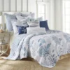 Full/Queen Quilt-3 Piece Set Reversible Fish And Coral To Stipes