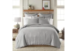 Twin Washed Linen Duvet Cover In Light Grey