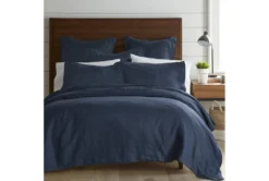Queen Washed Linen Duvet Cover In Navy
