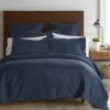 Twin Washed Linen Duvet Cover In Navy