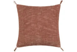 20X20 Burnt Orange + Cream Braided Edge Throw Pillow With Tassel Corners