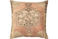20X20 Orange + Cream Distressed Traditional Medallion Throw Pillow
