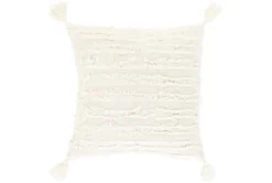 20"X20" Ivory Tassel Throw Pillow