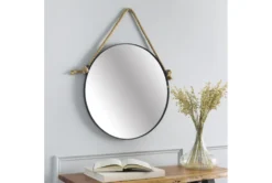 24"X24" Round Metal Wall Mirror -Estally Home Decor Store 288660 black glass mirror room 85
