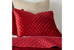 Eastern King Quilt-3 Piece Set Red Diamond Stiched Velvet -Estally Home Decor Store 294954 red polyester solid detail 45
