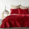Eastern King Quilt-3 Piece Set Red Diamond Stiched Velvet -Estally Home Decor Store 294954 red polyester solid signature 01