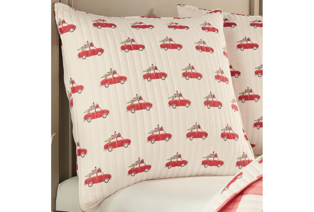 Euro Sham-Red Holiday Cars Set Of 2 - Image 2