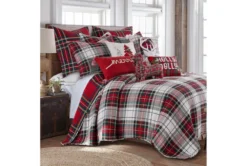 Eastern King Quilt-3 Piece Set Reversible Red Green Gold Plaid To Red Blue Gold Plaid -Estally Home Decor Store 295061 multicolor cotton print room 86