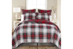 Eastern King Quilt-3 Piece Set Reversible Red Green Gold Plaid To Red Blue Gold Plaid -Estally Home Decor Store 295061 multicolor cotton print room 87