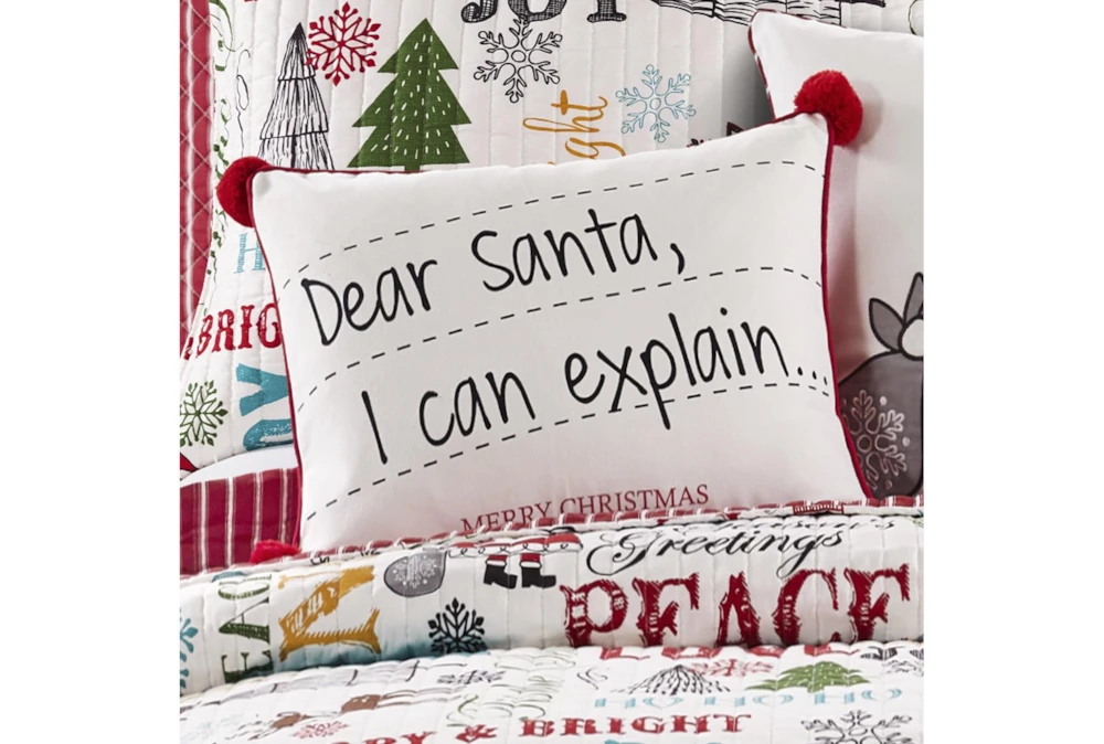 14X18 Dear Santa With Red Tassel Postcard Throw Pillow - Image 3