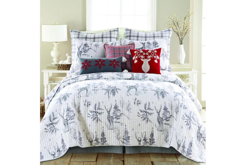 18X18 White Deer With Floral Antlers & White Tassel Throw Pillow - Image 4