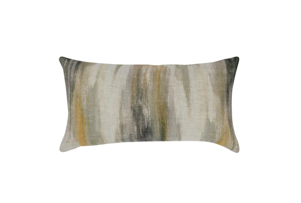 14X26 Sage Blue + Yellow Multi Vertical Brushstroke Lumbar Throw Pillow