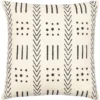 20X20 White + Black Mudcloth Block Print Throw Pillow