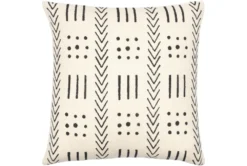 20X20 White + Black Mudcloth Block Print Throw Pillow