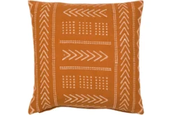 22X22 Rust Orange + Dusty Pink Mudcloth Stripe Block Print Throw Pillow