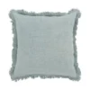 22X22 Aqua Blue Linen + Cotton Fringe Edge Throw Pillow -Estally Home Decor Store 303527 blue linen square signature 01