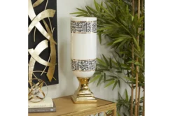 21 Inch White Metallic Gold + Black Maze Vase Planter -Estally Home Decor Store 304513 room 85