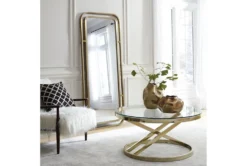 30X72 Antique Brass Double Ring Rectangle Leaner Mirror -Estally Home Decor Store 310260 brown metal leaner room 85