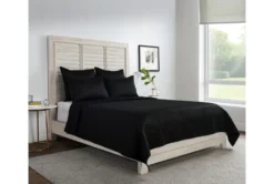 King Quilt-Black Polyester Sateen Quilted Diamond Pattern