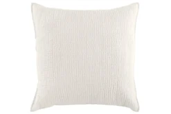 Euro Sham-White Cotton Voile Hand Stitched