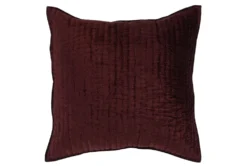 Euro Sham-Wwine Rayon Velvet Front Cotton Back Quilted Hand Stitched