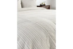 Queen Duvet-Taupe And White Cotton Woven Textured Fabric -Estally Home Decor Store 310539 beige cotton solid detail 44