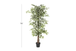 73 Inch Green Ficus Artificial Tree With Black Plastic Pot -Estally Home Decor Store 312507 green multi media tree front 03