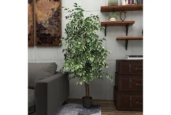 73 Inch Green Ficus Artificial Tree With Black Plastic Pot -Estally Home Decor Store 312507 green multi media tree room 90