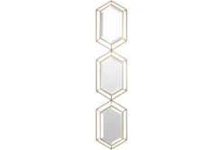 8X36 Gold Metal Stacked Hexagon Wall Mirror
