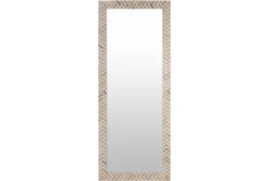27X68 Natural + White Chevron Inlay Rectangle Wall Mirror