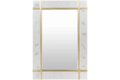 33X48 Gold Metal Grid + Antiqued Glass Frameless Rectangle Wall Mirror