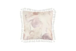 20X20 Peach + Crystal Pink Watercolor Printed Linen Blend Throw Pillow With Tassel Edge