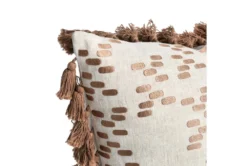 22X22 Brown Embroidered Oval Dot Throw Pillow With Tassel Edge -Estally Home Decor Store 317414 brown linen square detail 44