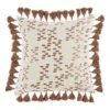 22X22 Brown Embroidered Oval Dot Throw Pillow With Tassel Edge